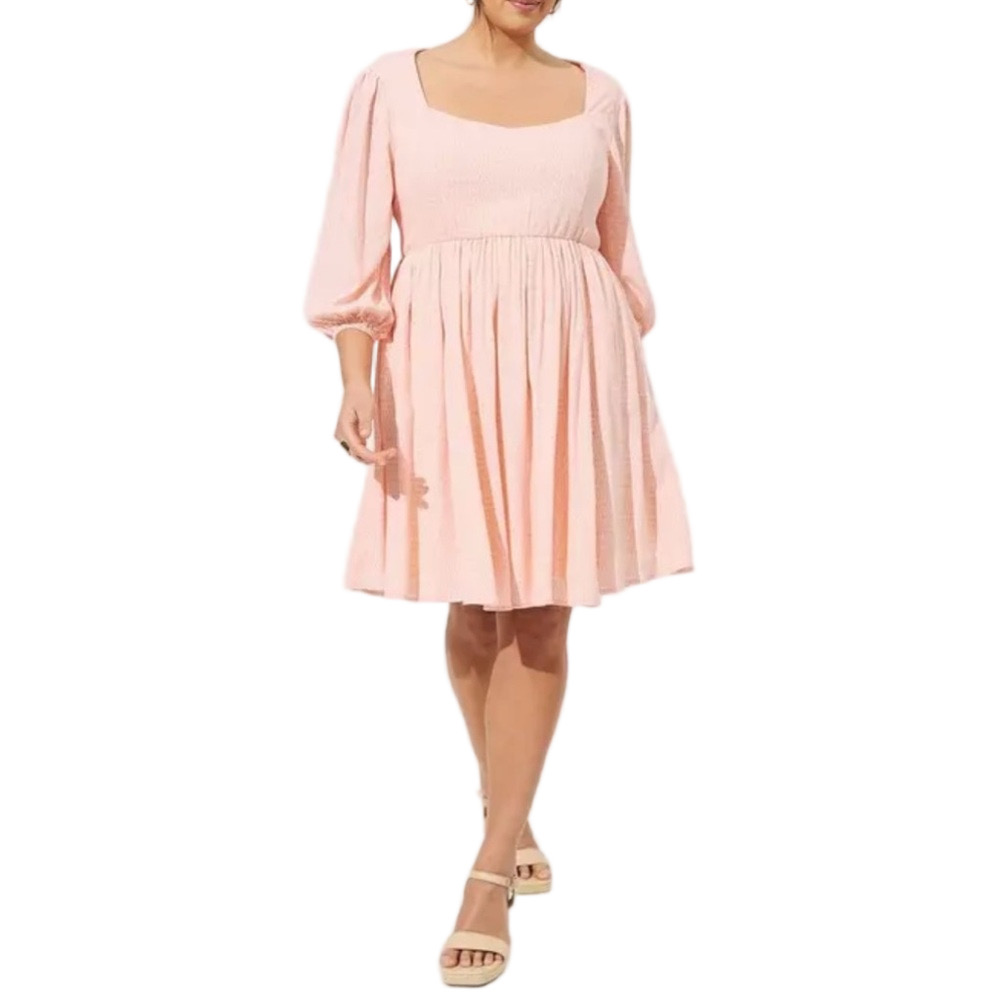 Torrid Size 0 ( US 10) Pink Patterned Long Sleeve Skater Pockets Lined Dress